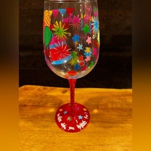 Birthday hand painted wine glass gift